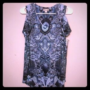 World Unity tunic top. Blue. Small